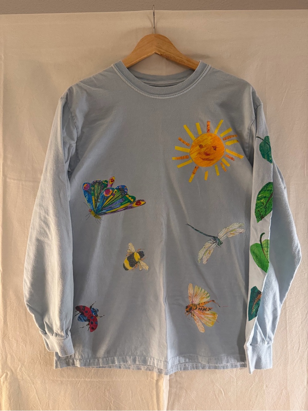 Light Blue Long-Sleeve Eric Carl Graphic Tee Very Hungry Caterpillar
